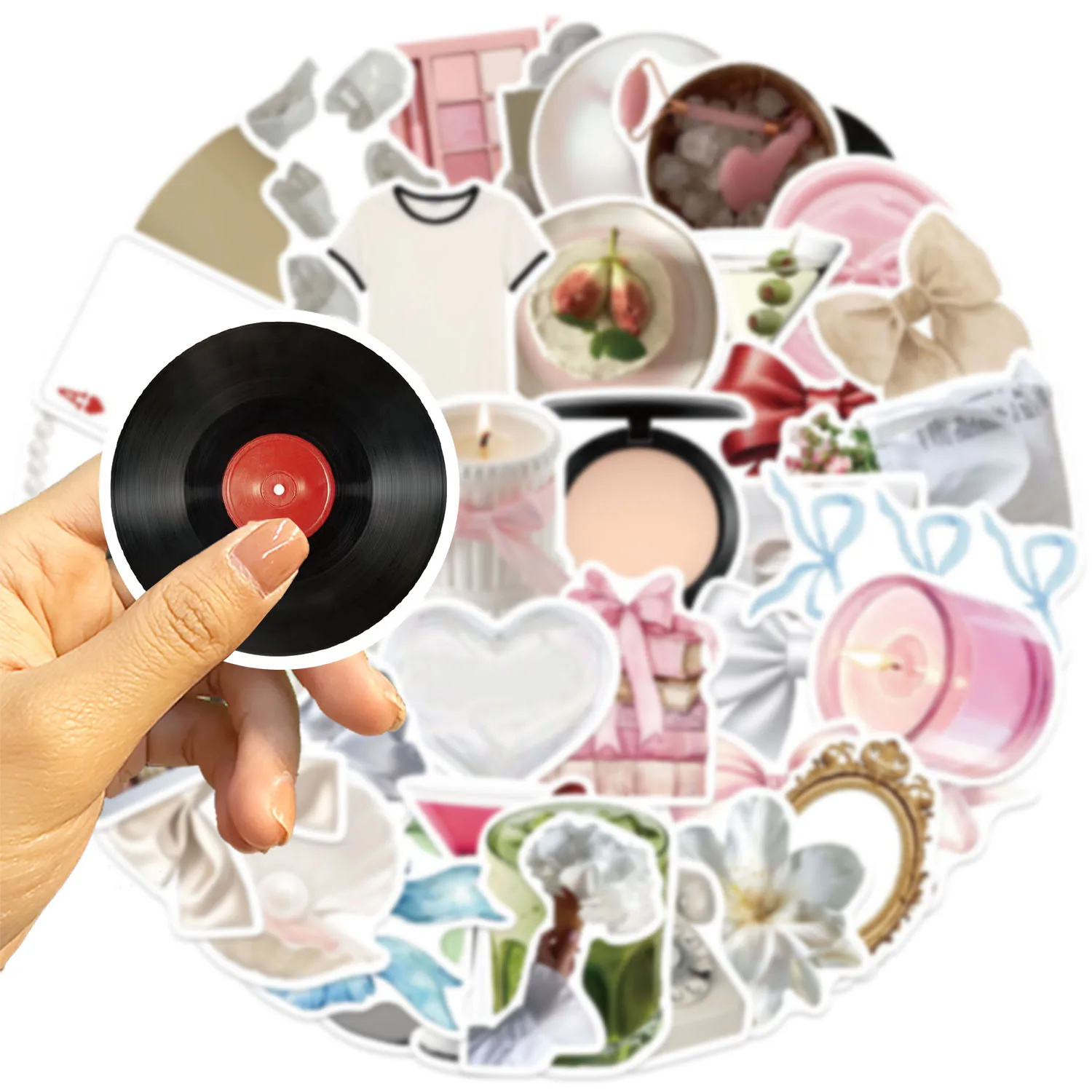 52PCS Cartoon Gentle Aesthetic Graffiti Stickers Decorative Guitar Notebook Luggage DIY Waterproof Stickers