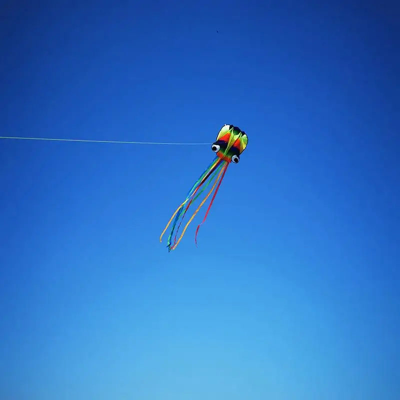 Get Carried Away with Giant Adult Soft Kites Set, Multi-color 3D Octopus Design, 4-meter with 100-meter Tire Line