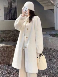 Women new autumnwinter mink fur mink coat standing collar long fur integrated eco-friendly jacket fashionable warm windbreaker