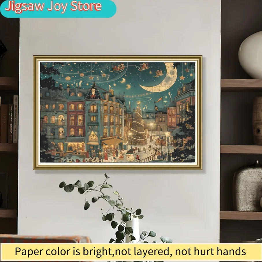 1 กล่อง () ชิ้นส่วนปริศนากระดาษขนาดเล็กที่เข้ากันได้อย่างสมบูรณ์แบบสำหรับผู้ใหญ่ - เกมไพ่พกพาแบบการ์ดชื่อ “ถนนคริสต์มาส” สำหรับงานปาร์ตี้