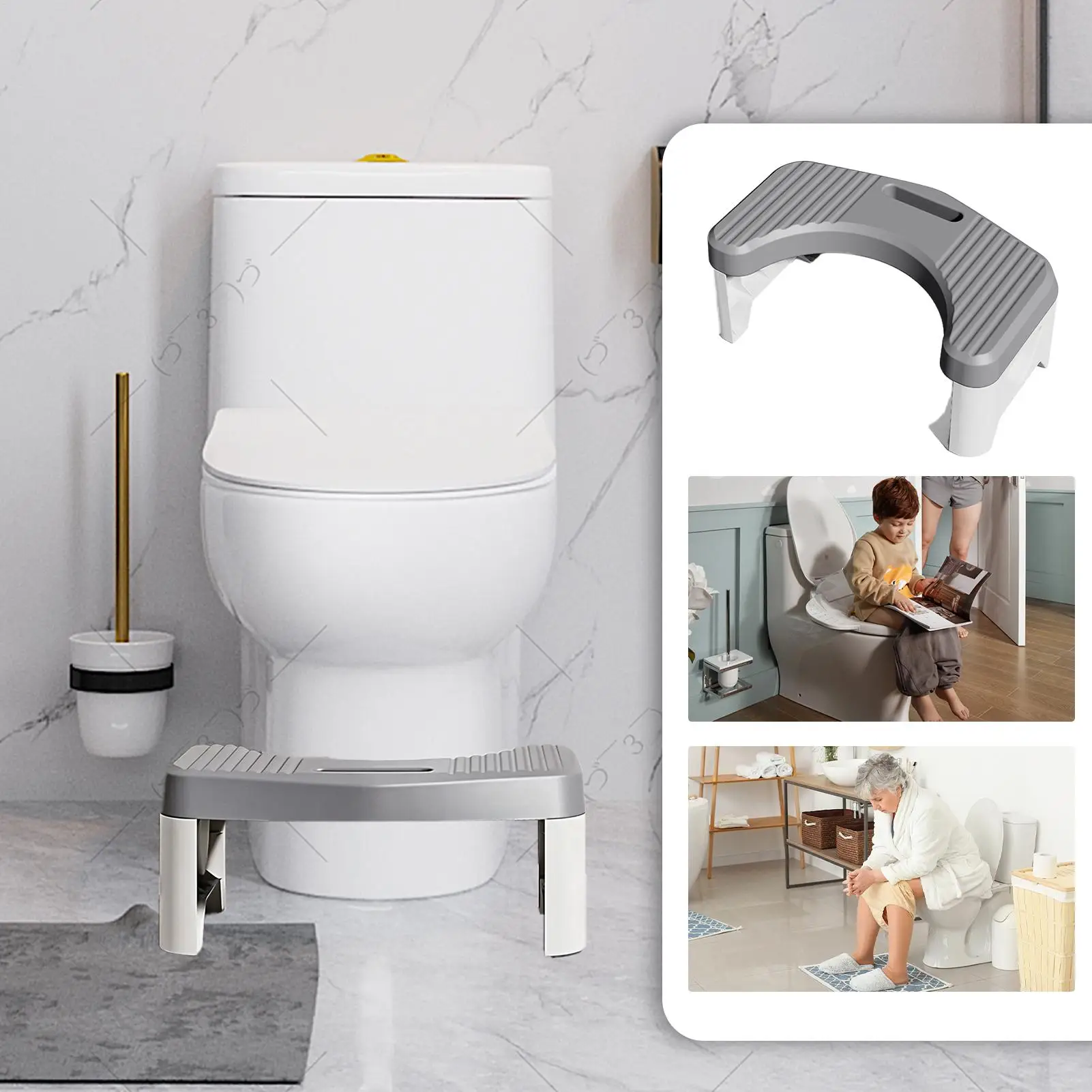 Poop Stool 17cm Height Non-Slip Heavy Duty Footrest Potty Stool For Kids Adults Seniors Pooping Squatting Comfort Home Restroom