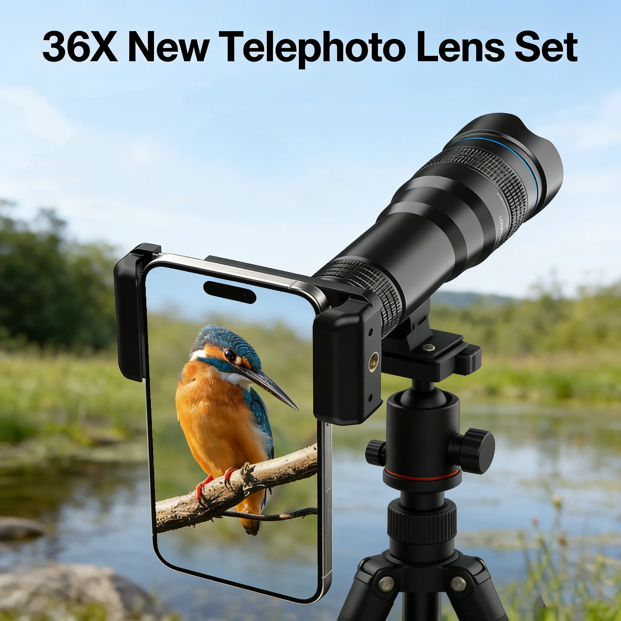

APEXEL 36X Telephoto Lens Monocular with Universal Mobile Phone Clip for iPhone Professional Camping Bird Watching Telescope