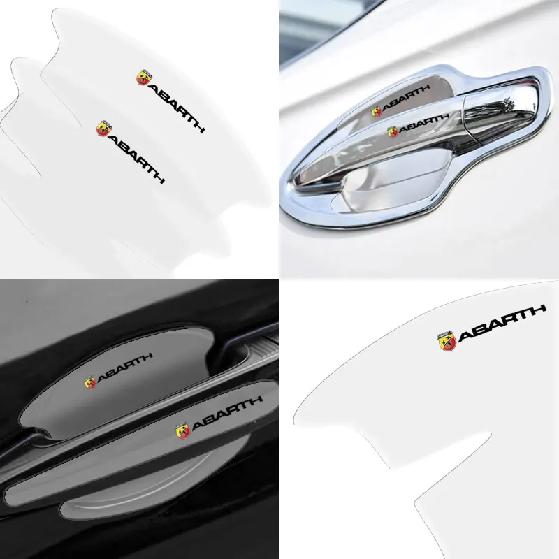 8pcs Invisible Transparent Car Door Handle Scratches Protective Films Sticker For Abbas Abarth Punto 124/125/500 Stilo Car Goods