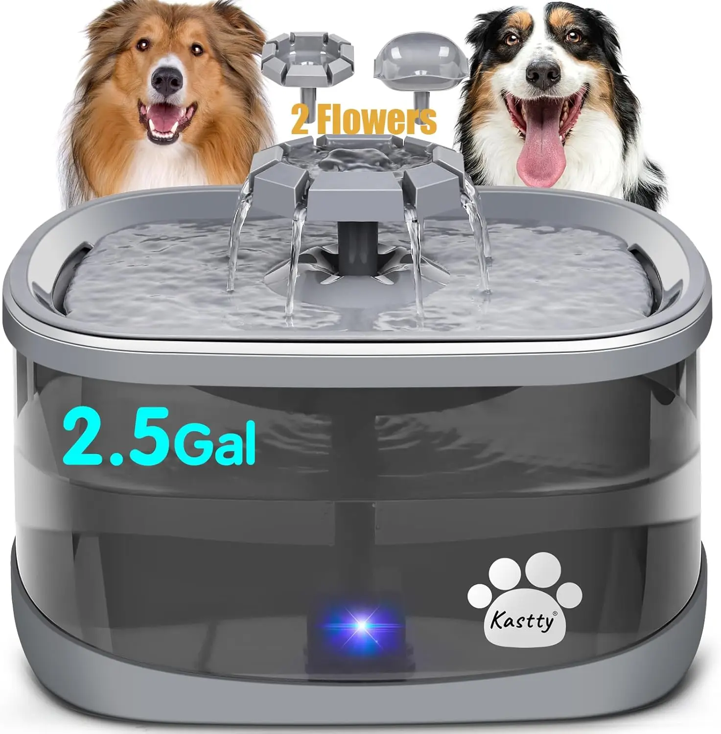 

2.5Gal/9.5L Dog Water Fountain Extra Large Pet Water Fountain 3 Flow Modes Cat Water Fountain Larger Filter Filtration&amp