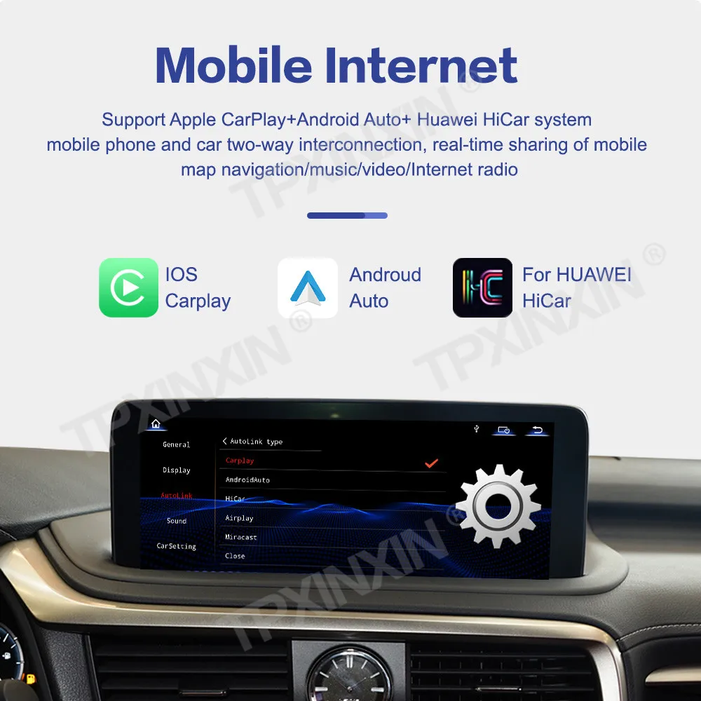 شاشة لينكس لاسلكية أبل كاربلاي أندرويد أوتو هايكار لكزس RX 2020 2021 ترقية السيارة الأصلية نظام تحديد المواقع مرآة لينك 1920*720