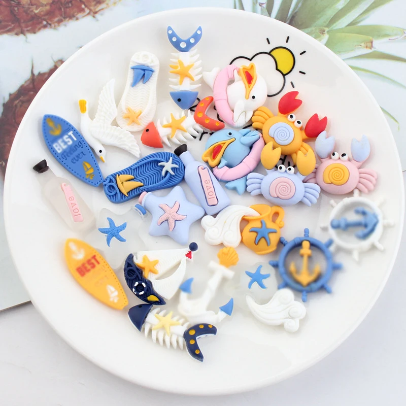 Diy Fashion Design Cute Resin Ship Lifebuoy Starfish Boat Anchor Ocean Element Accessories Fun Mini Children's Headwear Wholesal