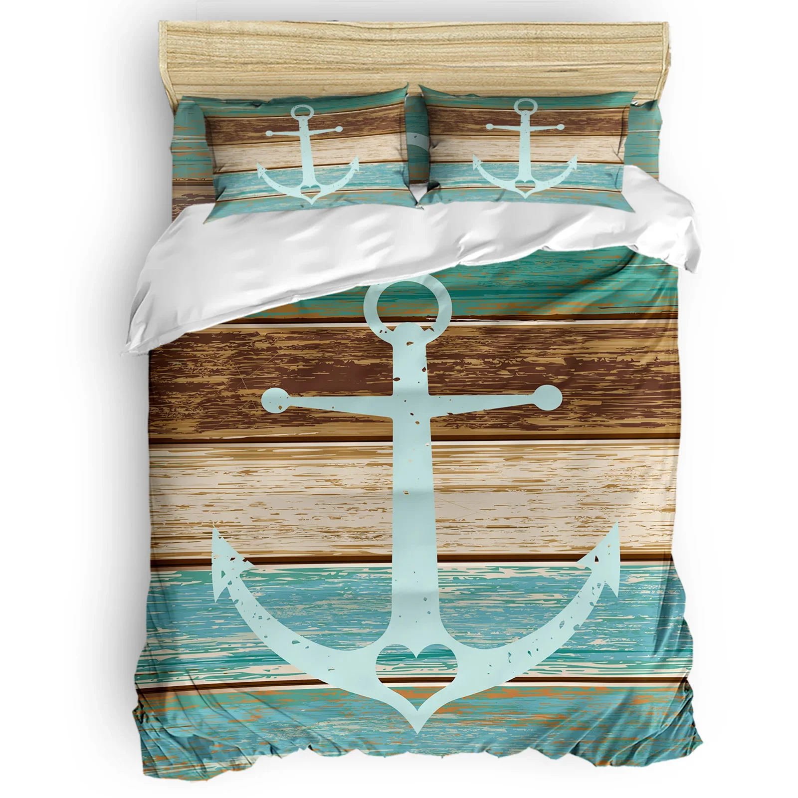 

Marine Anchor Planks Retro Comfortable Household Goods Bedroom Bed Luxury Duvet Cover 2/3/4 Pieces