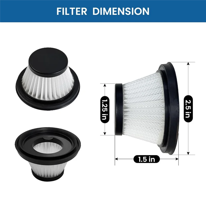 KEOL-コンパクト交換用真空フィルター、ダックコードレス掃除機用、馬力用、ダック掃除機用、8個パック