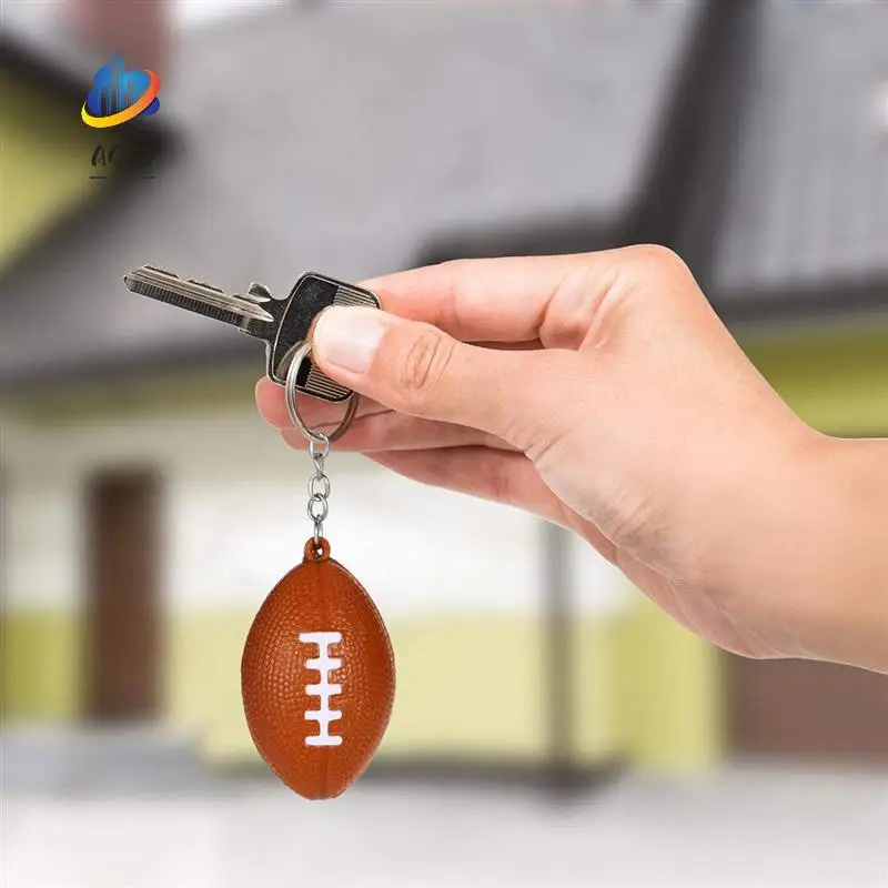 

AC57-24 Pack Football Keychains,Mini Rugby Stress Ball Keychains,Sports Ball Keychains,School Carnival Reward For Boy Girls