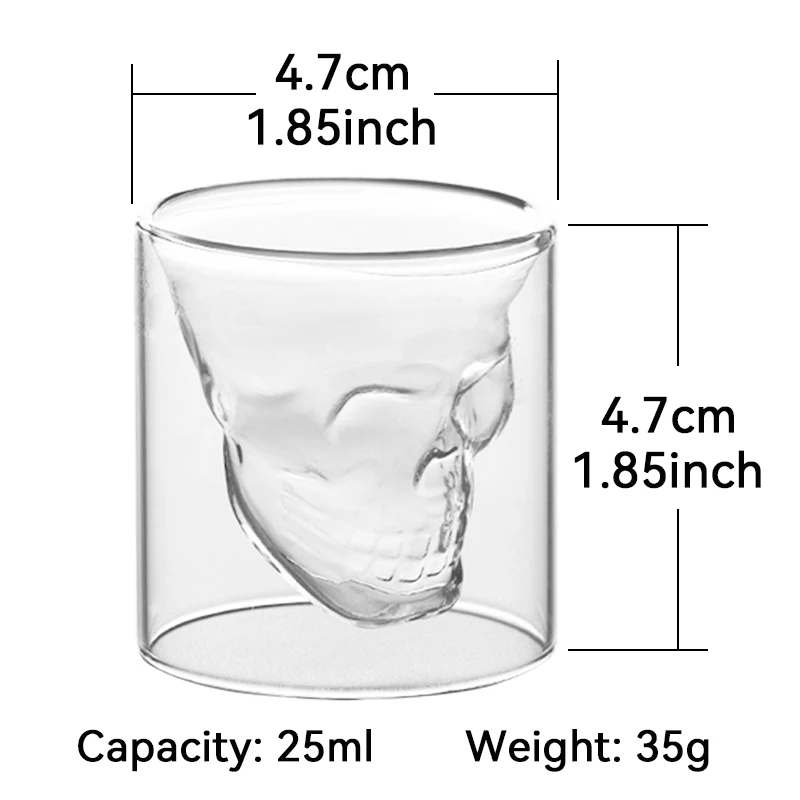 Vaso transparente de doble capa para cóctel, vaso para whisky, cerveza, bebidas, café, 25ml