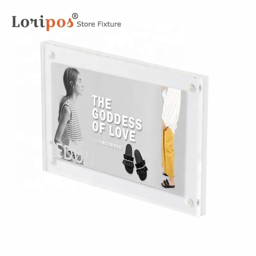 Sticker Price Tag Display Acrylic Magnet Name Card Shelf Wall Mount Info Desk Table Sign Holder Photo Frame