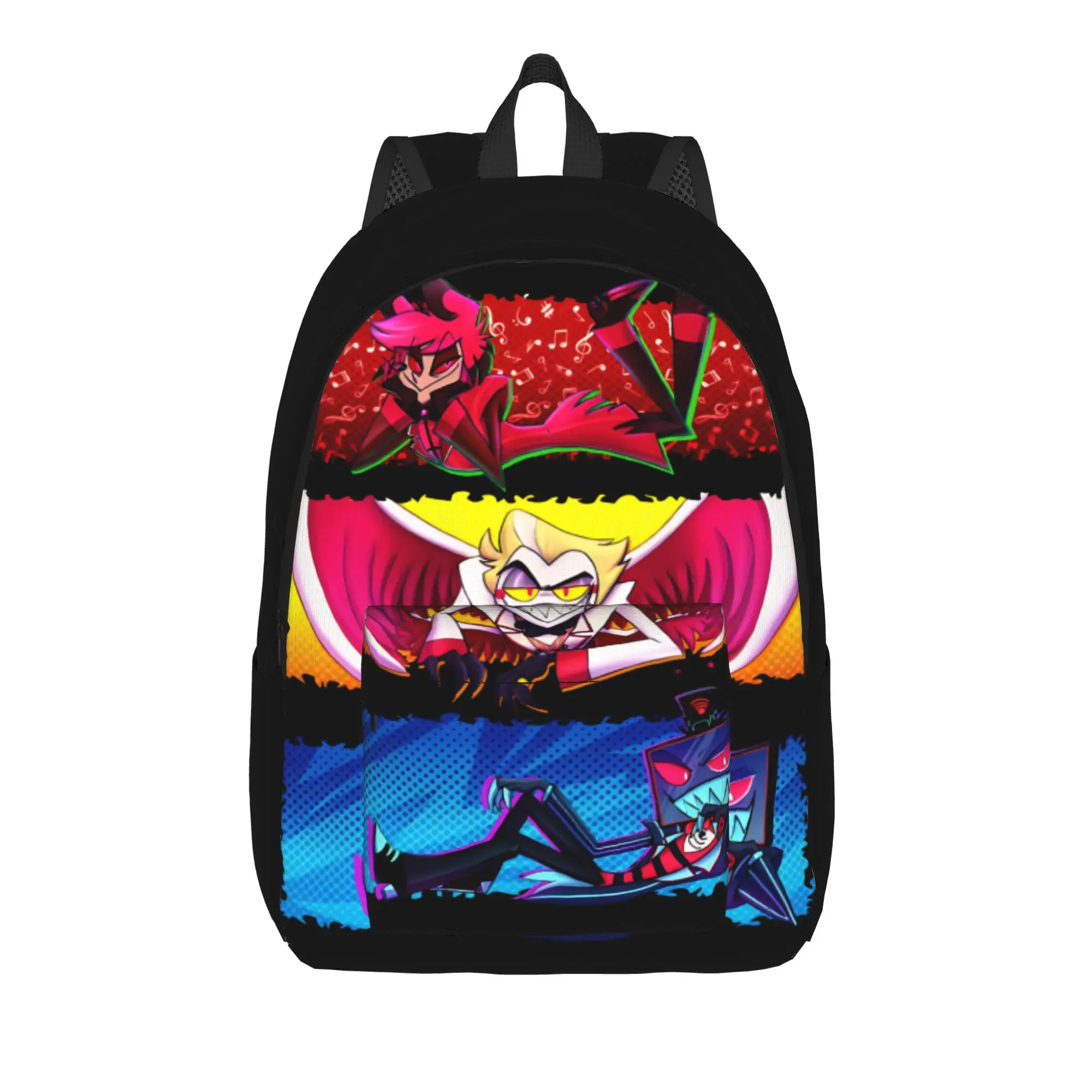 

Hazbin Hotels Lucifer Backpack Alastor Vox Travel Backpacks Student Unisex Design Breathable High School Bags Funny Rucksack