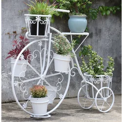 Creative European Indoor Gardening Iron Bicycle Plant Stand Multi-layered Balcony Flower Shelf Floor Type Durable Plant Rack