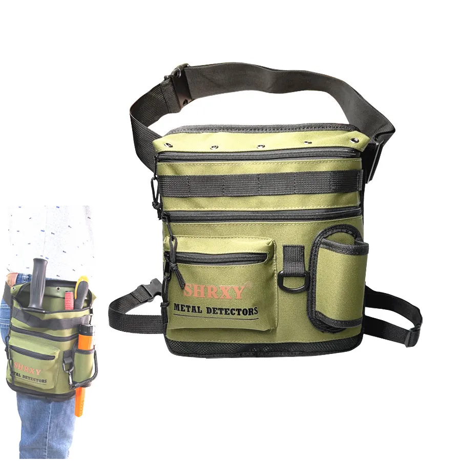 Metal Detector Pouch Bag Digger Waist Pack All Terrain Dig Pouch Garden Detecting Accessories Tools Digger Shovel Bag-green