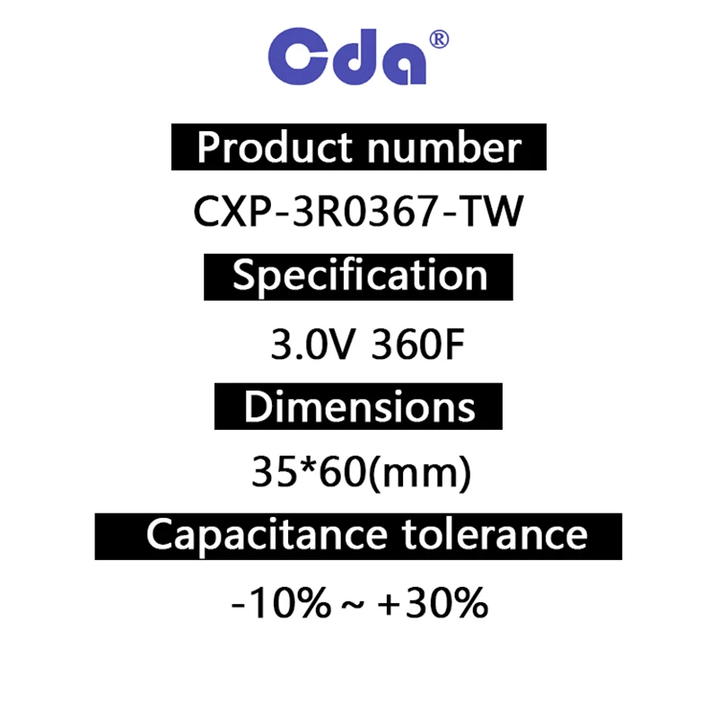 CXP SuperCapacitors Farad Ultra Capacitor CDA 3V 360F Super Capacitor High Power For Smart Meter