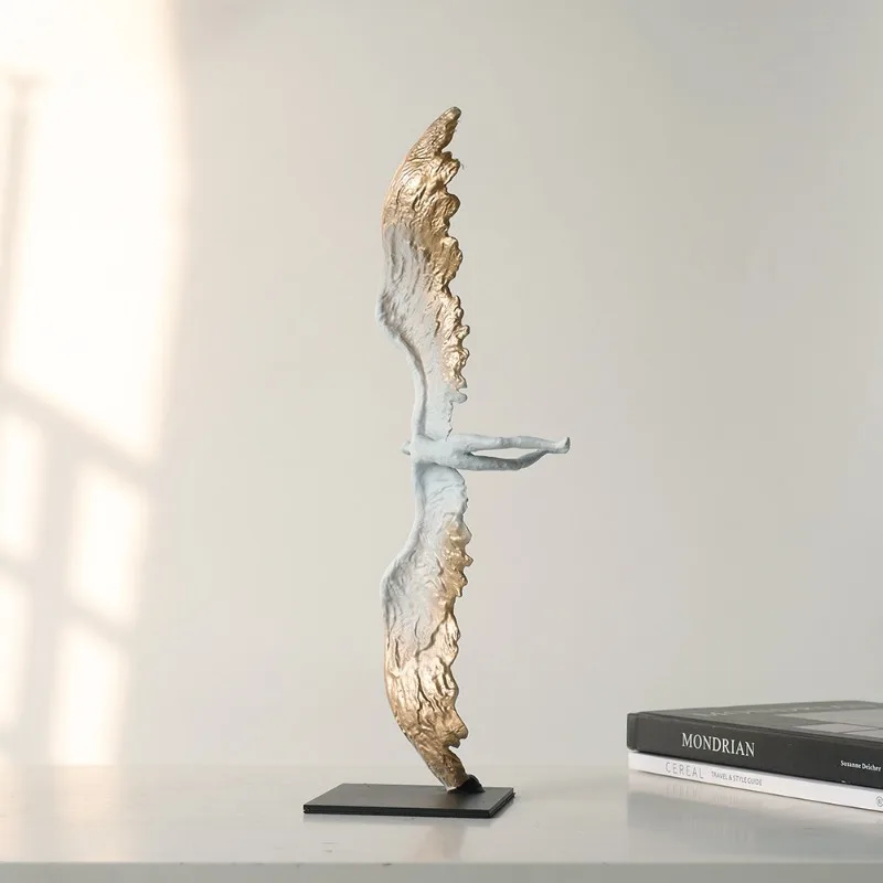Modern Simple Model Room Sales Office Metal Angel Character Wings Ornament Bookcase Bookshelf Display Cabinet Ornament