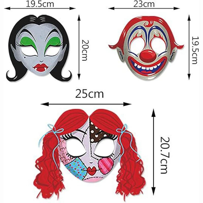 8 sztuk Halloween Frankenstein Zombie Girl Freddy czaszka maska na bal maskowy Cosplay kostiumy imprezowe papierowe maski pół twarzy przebranie