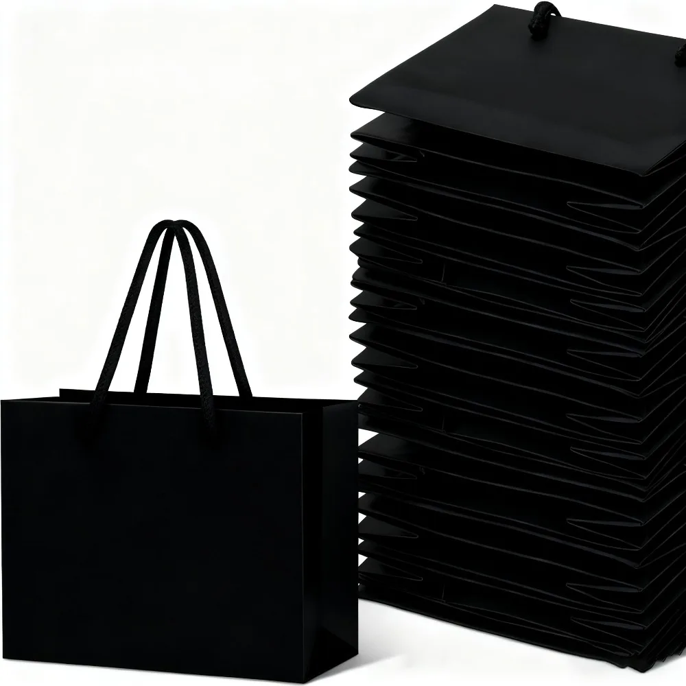 Sacs en papier épais réutilisables, 10 pièces, sacs de shopping avec poignées, pour emballage cadeau, pour mariage, anniversaire, fête de noël