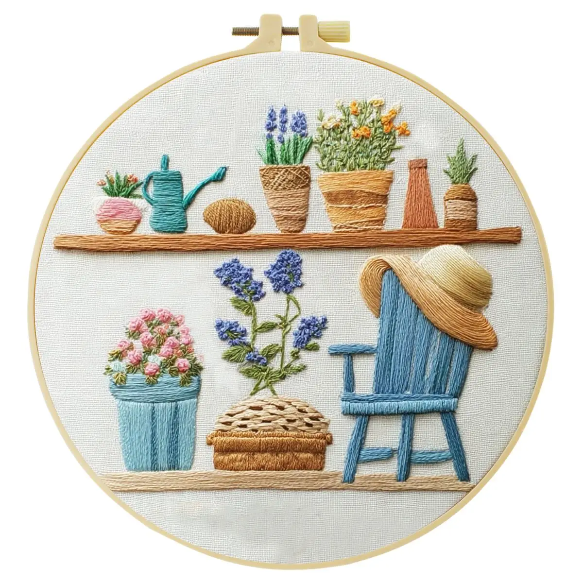 1 Stück 20x20 cm/15x15 cm (7,87/6,3 Zoll) Stickerei-Starter-Kit mit Meerblick, DIY-Kit, Stickerei-Set für Anfänger – Detail 3