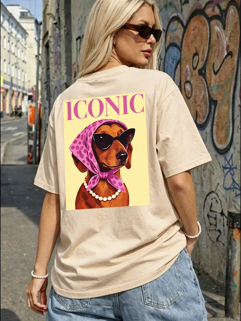 Summer Cotton T-Shirts Women Iconic Dachshund Prints Tops O-Neck Comfortable Oversized T Shirt Holiday Casual Womans Clothes