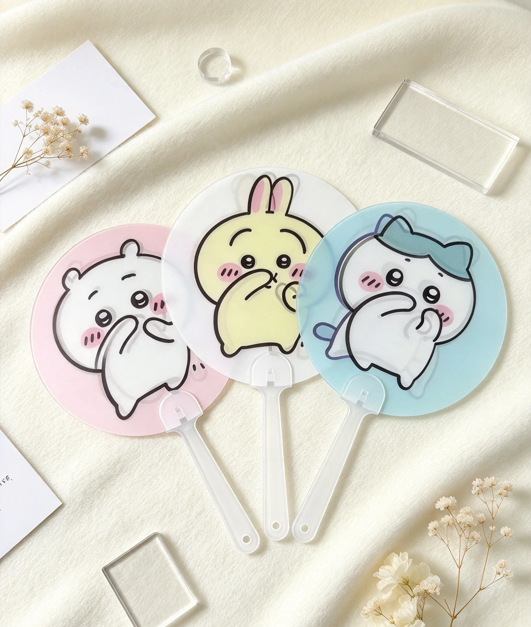 Chiikawa Cartoon Themed Hand Fan, Portable Summer Cooling Accessory for Students Outdoor Carry, Birthday Souvenir Gift