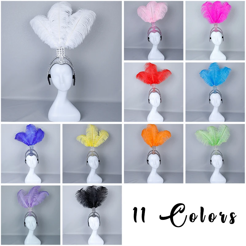 

Carnival Feather Headpiece Sparkly Rhinestone Design, Detachable Diy Feathers, Adjustable Fit for Stage & Party Dance Costume