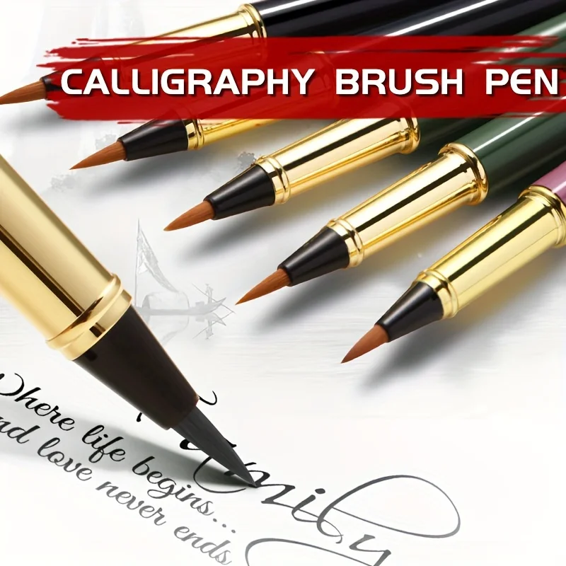 

1pc Calligraphy Brush Pen,Ink-adding Fountain Pen with Fine Tip for Hand Lettering,Art Drawing,Journaling for Adults,Students