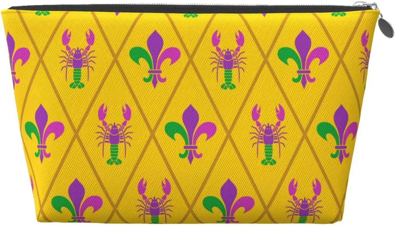 Mardi Gras Crayfish dan Fleur de lis tas Makeup wanita perlengkapan mandi kulit tas perlengkapan mandi kedap air Travel Essential f