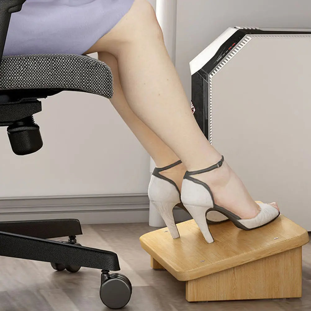 Wood Step Stool Anti-Slip Small Portable Bed Stool for Adults Office Home Desk Footrest Comfortable Non-Slip Wooden Footstool