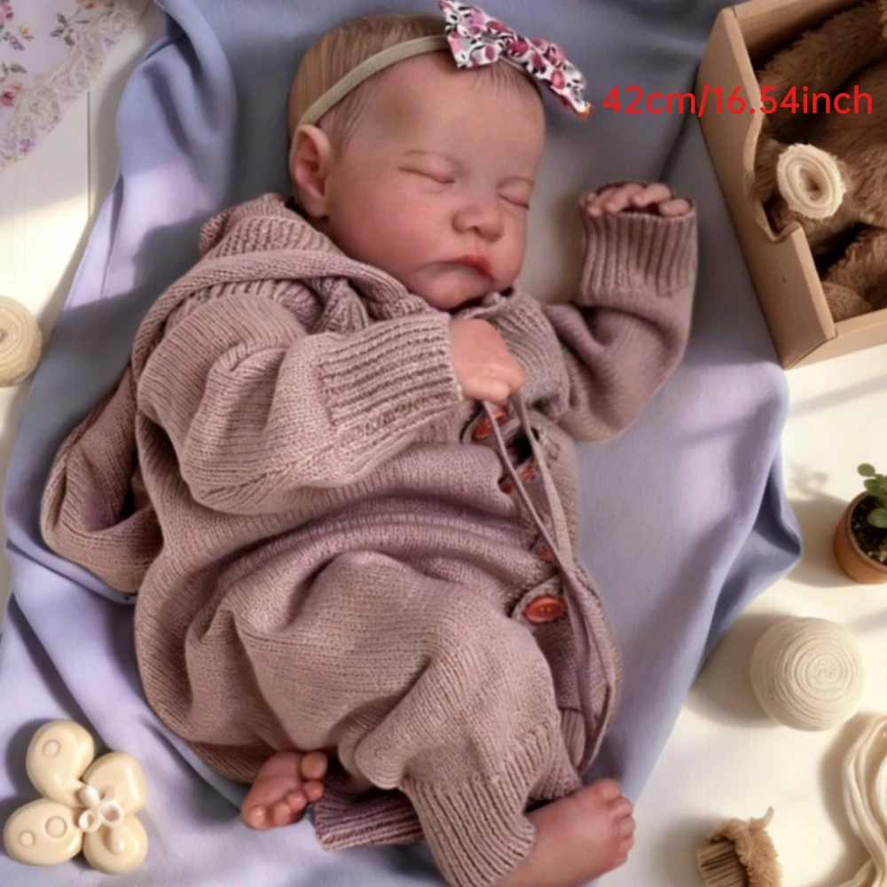 BZDOLL 42cm Lifelike Reborn Baby Cloth Vinyl Body Dolls 16.54 Inch Birthday Gift Early Learning Toy