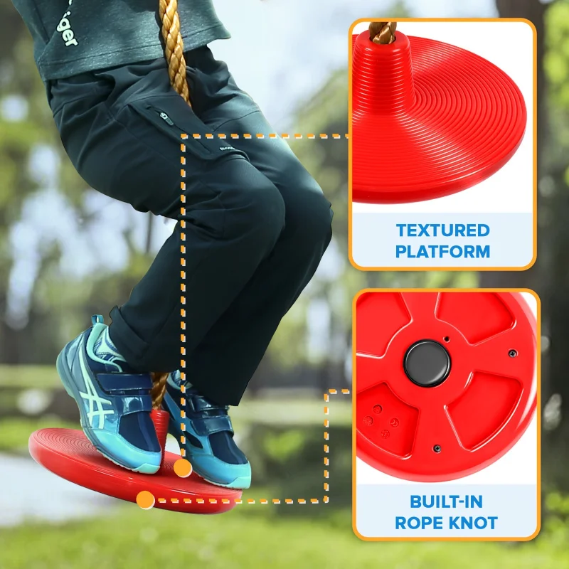  مجموعة أرجوحة شجرة للأطفال مع منصات ومقعد قرصي - أرجوحة حبل التسلق في الهواء الطلق مع أشرطة أمان وحلق تسلق للفناء الخلفي #5