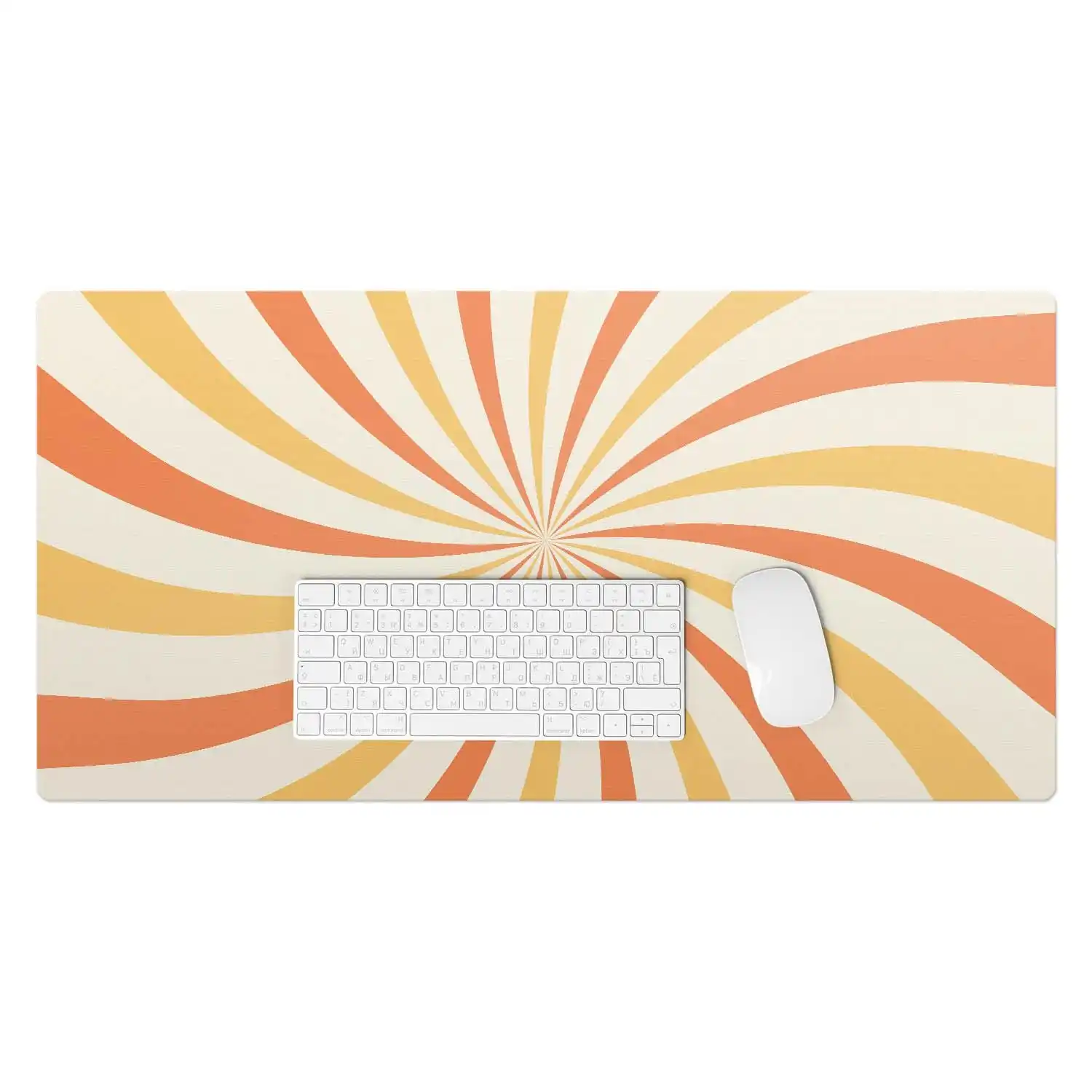 

Retro Swirl Striped Table Mat, Orange Table Mat, Desktop Protective Mat, Patterned Background Mouse Pad, Office Decoration