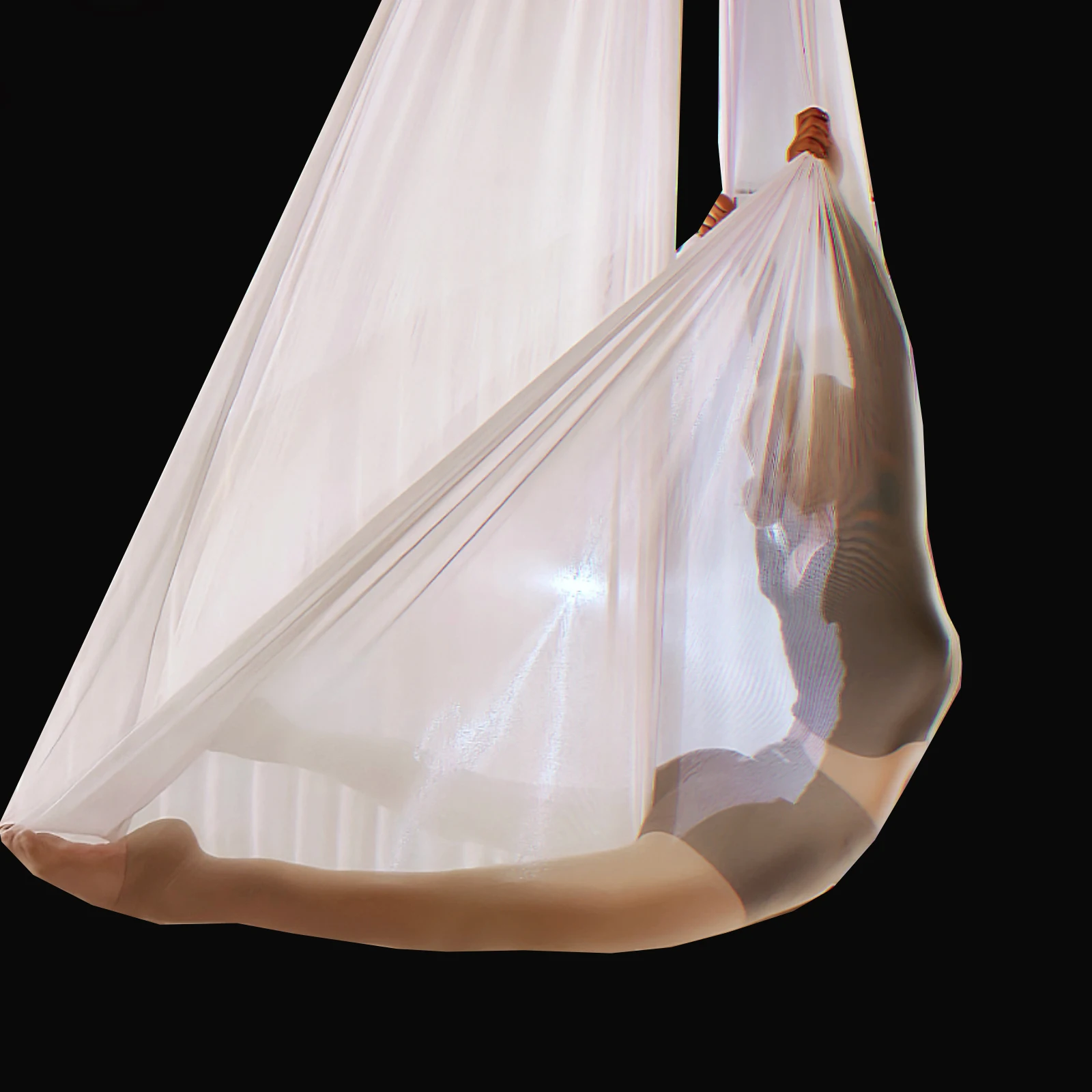 6-Meter Transparenter Aerial Yoga Hängemattenstoff, Aerial Seidennetz, Niedrig-Elastisches Yoga-Schaukelgewebe, Fitness-Stretchband