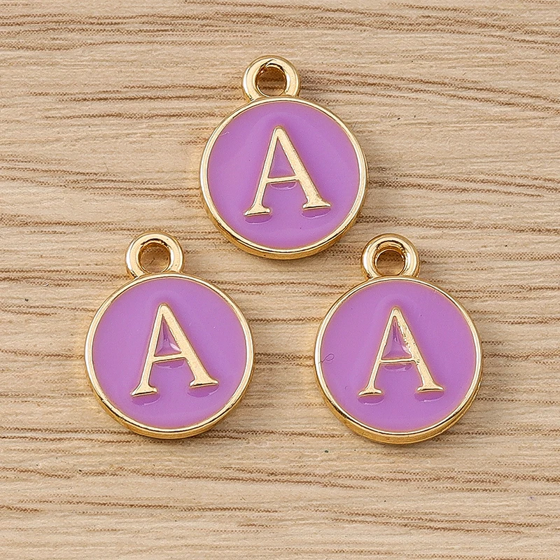 10 Stück 11 x 14 mm niedliche Emaille 26 A-Z Alphabet Buchstaben Charms Anhänger für Schmuckherstellung Ohrringe Halsketten DIY Bastelzubehör – Detail 3