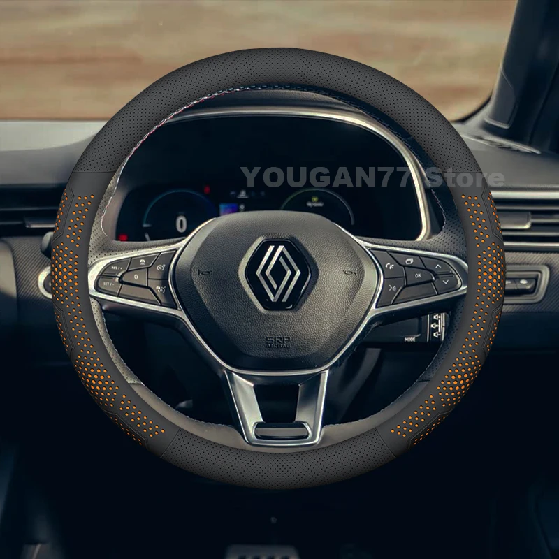 

Leather Car Steering Wheel Cover For Renault Clio 2008-2023 Ultra Thin Non-slip Auto Steering Wheel Renault Clio Accessories