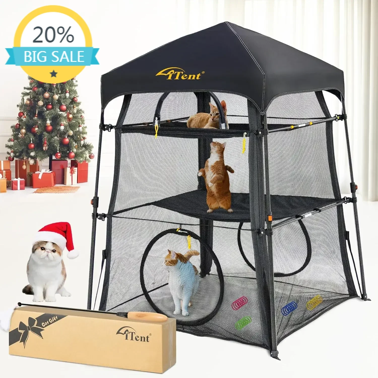 

BestsellerCat Enclosure Kitten and Cat Tower Tent for Indoor and Outdoor 3Tier Cat Cage Inside X-Large Outdoor Catio,Portable an