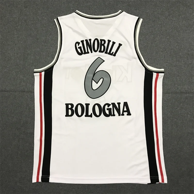 Men Basketball Jerseys Kinder 6 Ginobili Bologna Jersey Cheap High-quality Outdoor Sports Sewing Embroidery White