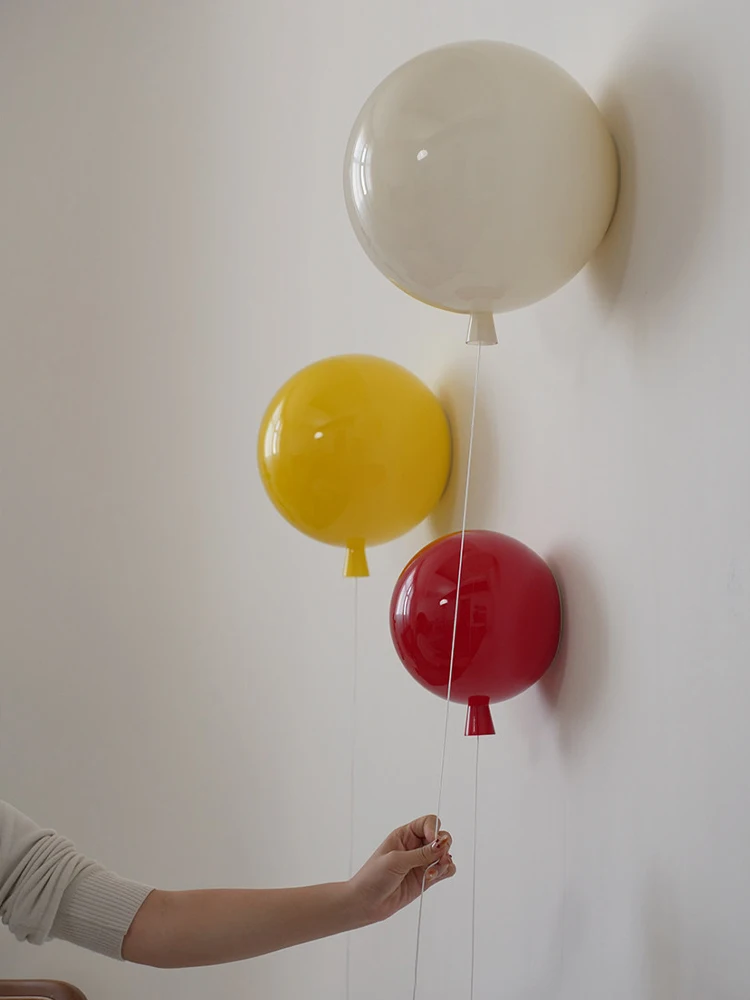 Modern Balloon Colorful Wall Light for Child Room Stair Corridor Balcony Bedroom Bedside Glass Lampshade Decor Wall Sconce Lamp