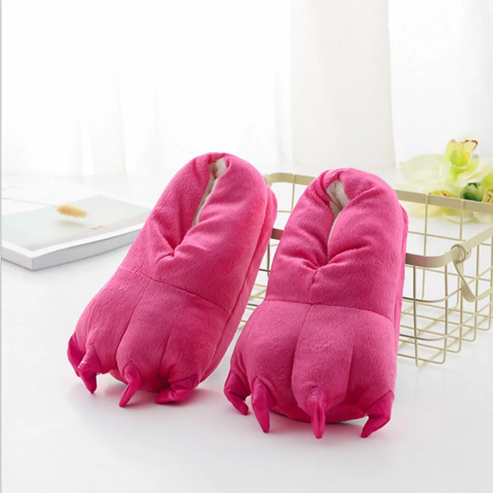 Plush Warm Indoor Slippers Funny Animal Claw Men Women Monster Shoes Soft Winter Children Adult Cosplay Performance Props