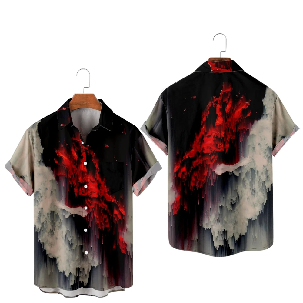 Hawaiian Shirts for Men Artistic style Lion Art Painting Short Sleeve Shirts Casual Summer Beach Vacation Tops Breathable