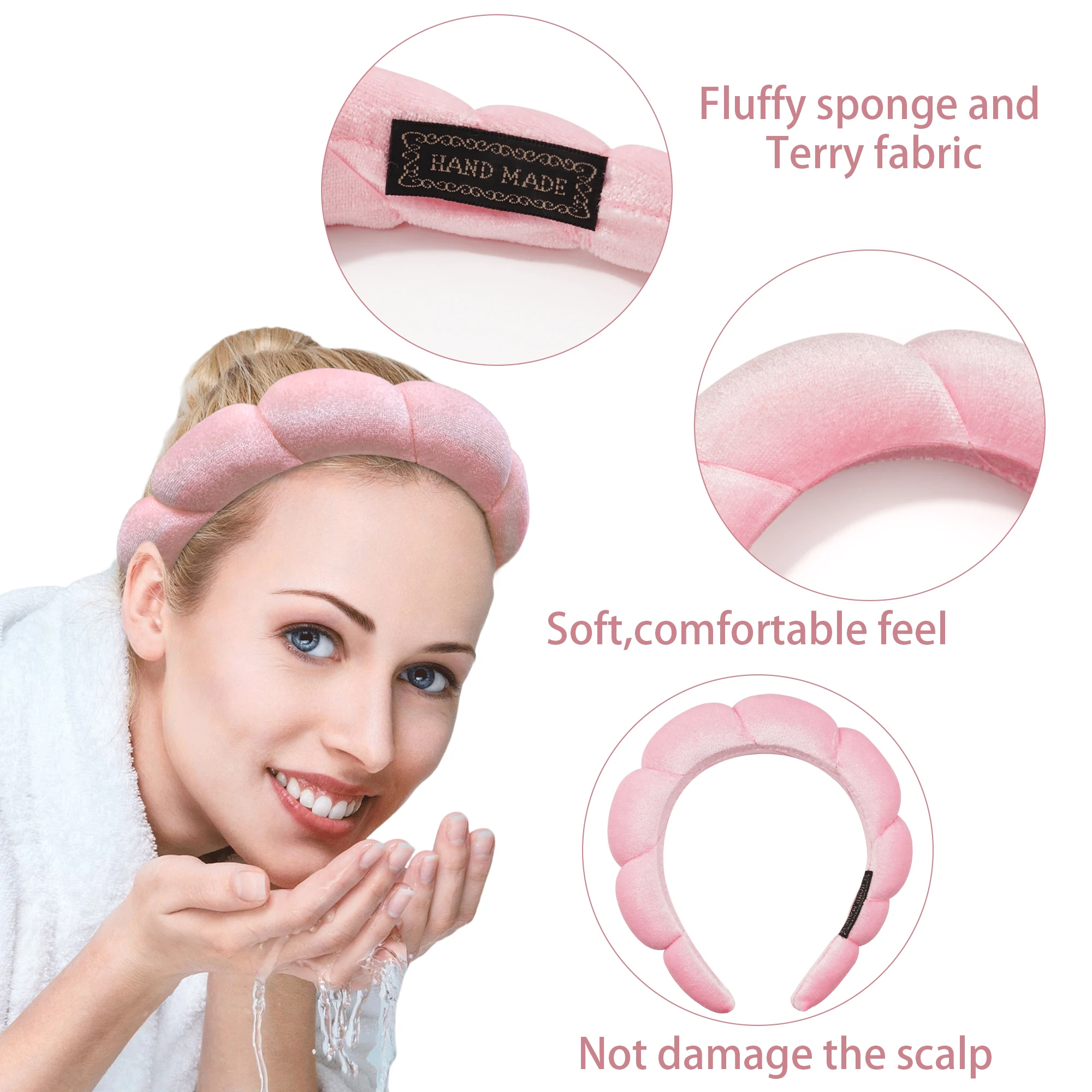 Puffy Sponge Headband para Mulheres, Spa Headbands, Lavagem Facial, Remoção de Maquiagem, Chuveiro, Acessórios para Cabelo, Skincare, 1Pc