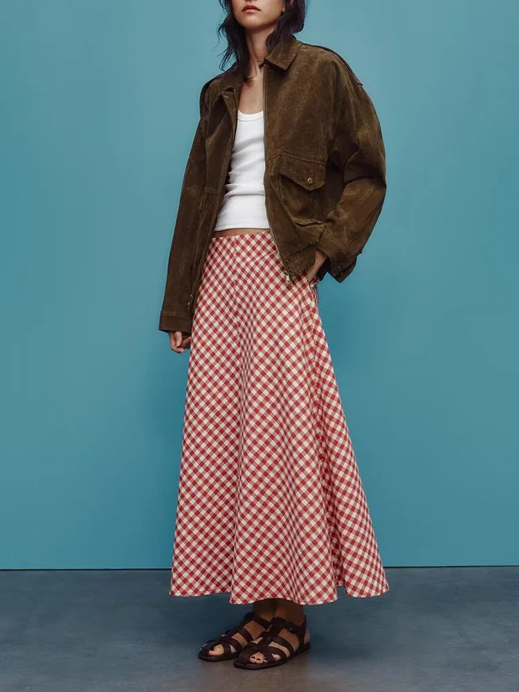 

Spring New Arrival Women's Midi Skirt Plaid Versatile Long Dr 35247 06 Faionable Ladies' Premium f-length Skirts