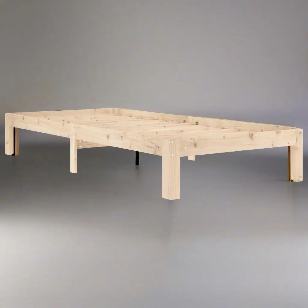 90x200 cm großes Bett aus massivem Kiefernholz – langlebiges Massivholzbett für gemütliche