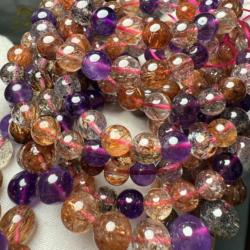 Prestyle Meihan توب الكشمش الأسود الطبيعي سوبر سبعة 7 كوارتز، خرز مستدير ناعم فضفاض، هدية مجوهرات الأزياء، بالجملة