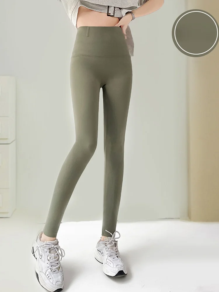 Damskie spodnie do jogi z wysokim stanem z jedwabiu lodowego, letnie, cienkie, spodnie do noszenia na zewnątrz, spodnie modelujące brzuch, warstwa bazowa, spodnie o długości 7/8.