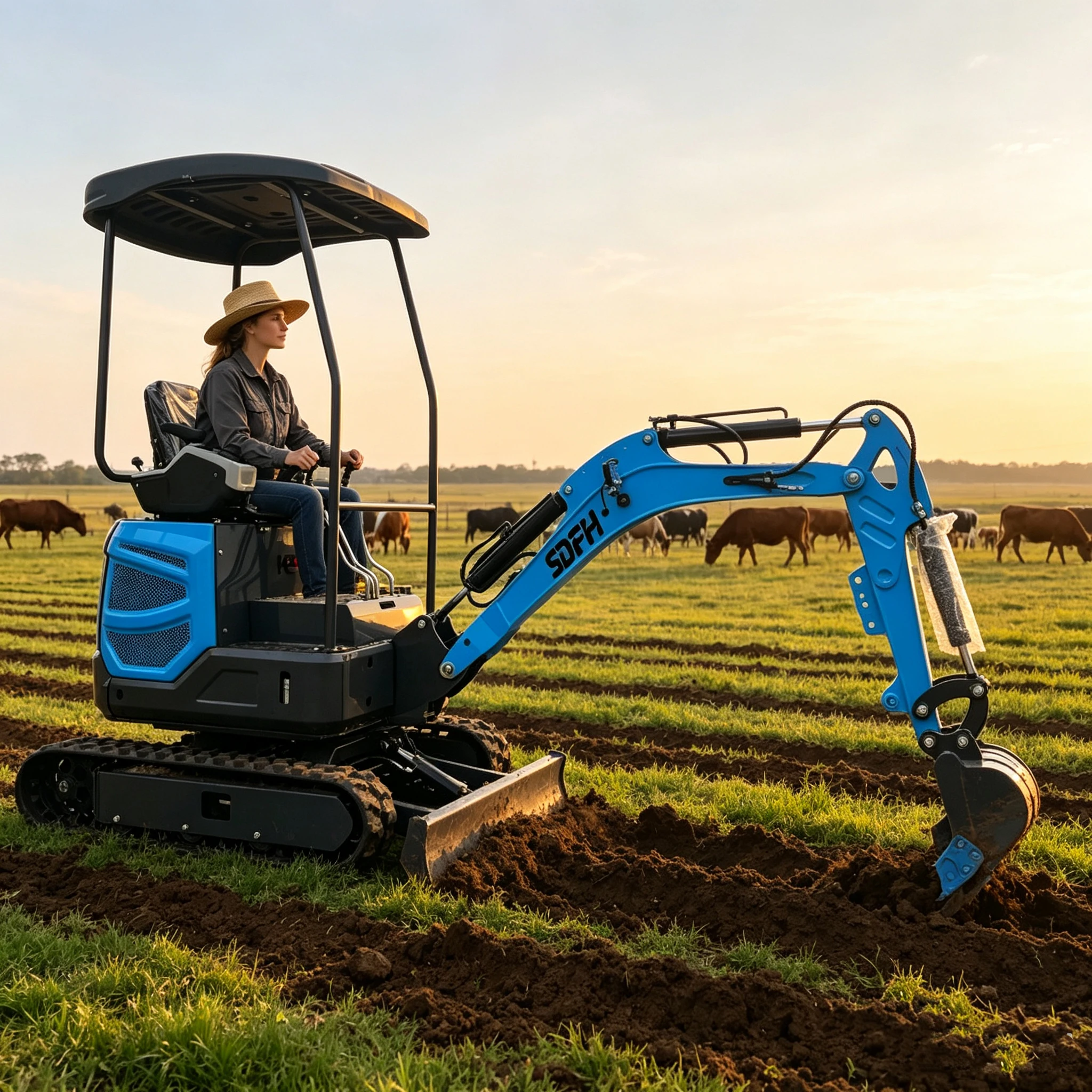 Customized 1.5 Ton Mini Excavator with Cab - Compact Digger for Garden Construction Small Digging Work