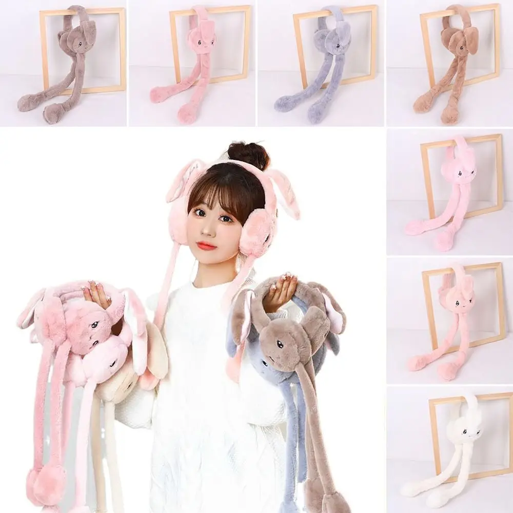 Soft Kids Adult Gifts Student Couple Jumping Up Caps Ear Warmers Winter Plush Ear Muffs Ears Protection Moving Rabbit Earmuffs