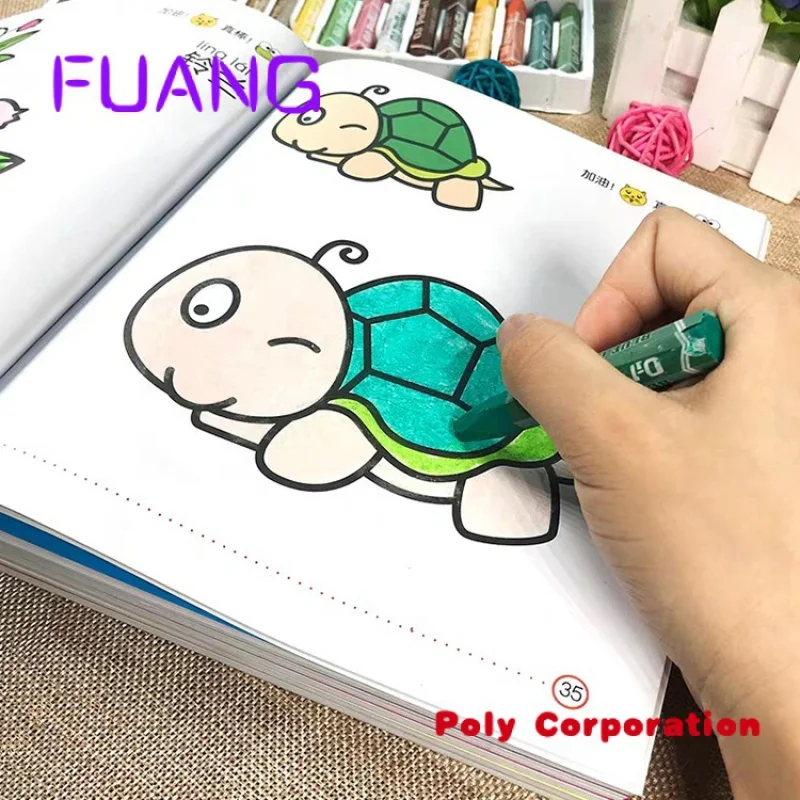 Custom  Custom Baby Artist Black Fashion Erasable Coloring Books Sticker For Adults A4 Crayon Printing Service