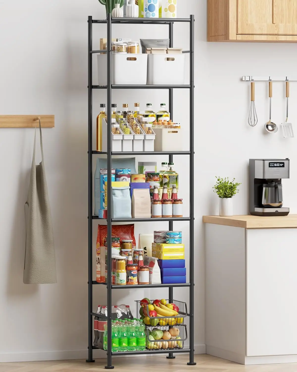 Storage, Sturdy Metal Garage Shelving with Adjustable Leveling Feet, Space-Saving Shelves Organizer for Pantry