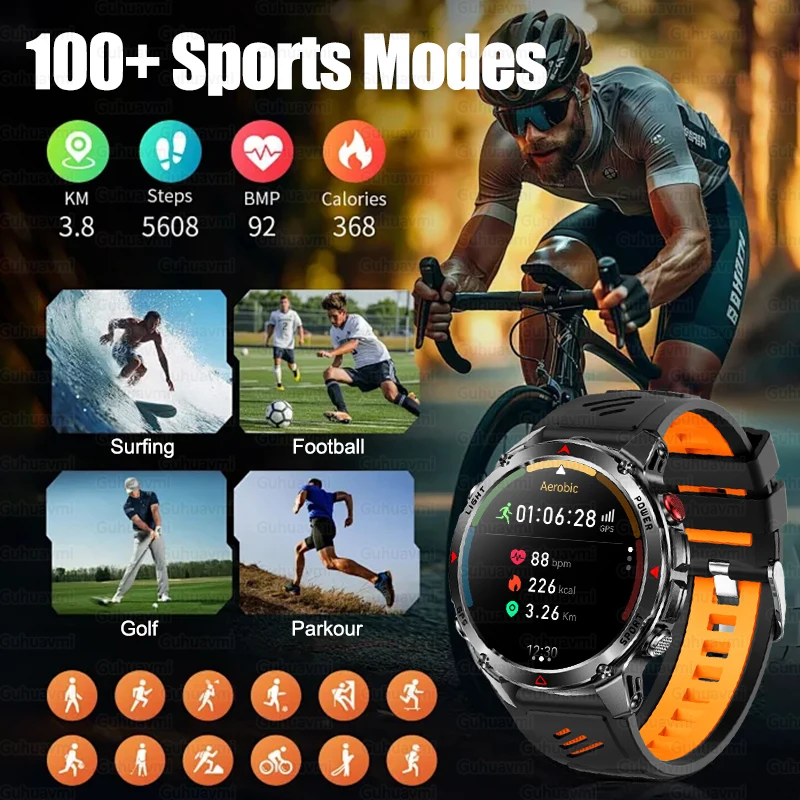 2025 New Outdoors Sports Military GPS Smart Watch 3ATM Waterproof Built-in Dual-Band GPS Compass Altimeter Swimming Smartwatches - Image 6